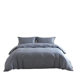 Four-Piece Bedding Set 100-Count Long-Staple Cotton Striped Solid Color Breathable Soft Skin-Friendly - Product Image 3