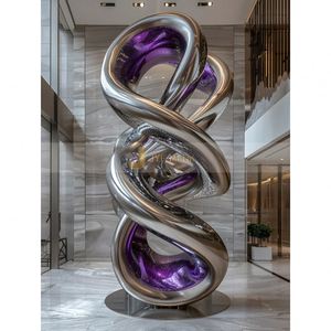 Sculpture d'extérieur Art Déco en acier inoxydable, grand modèle, polissage miroir, étanche, durable, multifonctionnelle, à poser au sol, décorative - Product Image 2