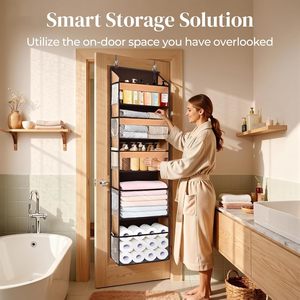 Organizador para colgar sobre la puerta de 5 niveles con ventanas transparentes para baño, cocina y dormitorio - Product Image 2