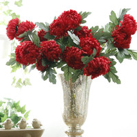5 têtes chrysanthème soie fleurs artificielles boule de fleurs décoration de la maison usine vente en gros riche