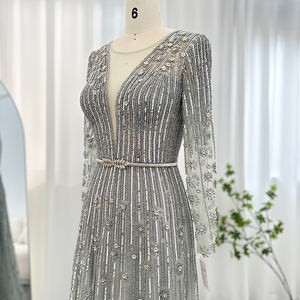 Elegante Grijze Riem Feest Rugloze Zeemeermin Avond Prom Jurken Jancember SZ126-1 - Product Image 5