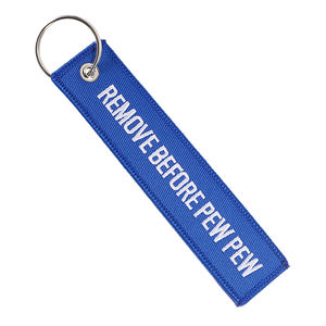 سلسلة مفاتيح تطريزية بتصميم 'Remove Before PEW PEW' للطيارين، هدايا للطيران، بطاقة تعريف للأمتعة - Product Image 2