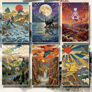 Tablero Shikishi con Diseño de Pokémon Ukiyo-e, Arte Tradicional Japonés, Decoración de Pared Coleccionable de Anime, Regalo para Fans - Product Image 5