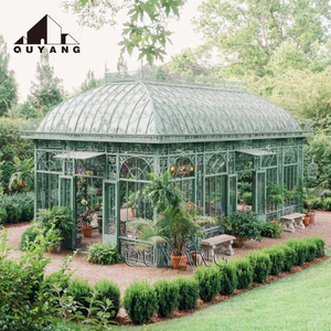 Vườn ngoài trời phong cách Victoria di chuyển nhà kính hoa nhà đúc sắt vườn gazebo kim loại kính mặt trời - Product Image 1