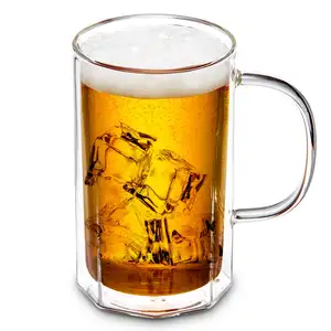 高品质批发定制环保硼硅双壁啤酒玻璃