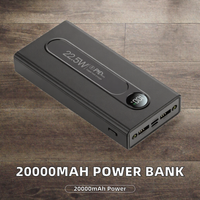 Batterie externe 20000mAh, charge rapide PD 22.5W, chargeur portable, affichage numérique, sortie USB Type-C pour les voyages