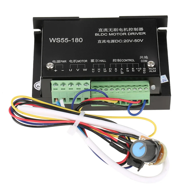 WS55-180 DC Motor Controller 20V-50V CNC Compatible BLDC Spindle Motor with MACH3 Adjustment Speed