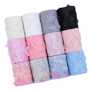 Bobine de tulle brodé 3D papillon coloré de 6cm/8cm/10cm/12cm*10 yards pour accessoires capillaires DIY, décoration de couronnes de <span class=keywords><strong>mariage</strong></span> et de fête - Product Image 5