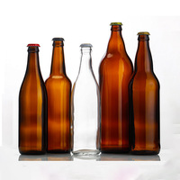 330ml 33CL Bouteille de bière en verre vide personnalisée à long cou avec bouchon couronne en gros