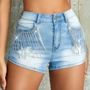 Shorts décontractés haut de gamme pour femmes, nouveaux jeans déchirés avec boutons et rivets, en denim imprimé personnalisé, respirants et élégants - Product Image 3