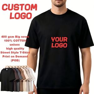 T-shirt personnalisé pour homme 400 GSM 100 % coton, coupe oversize, style streetwear vintage, impression graphique à la demande, tee-shirt décontracté unisexe noir - Product Image 2