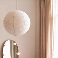 Lampu Gantung Bulat Jepang Buatan Tangan Berkualitas Tinggi dari Linen Gaya Japandi Wabi Sabi Multi-Ukuran untuk Kamar Tidur