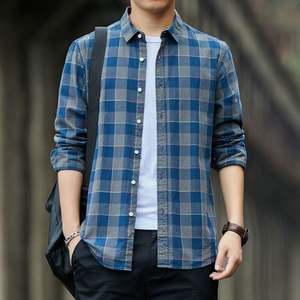 Camisa a Cuadros Grande Informal para Hombre, Estilo Otoñal, Multicolor, Camisa Informal de Manga Larga de Algodón Suelto para Hombre, J0210 - Product Image 4