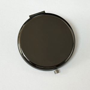 Miroir compact en métal rose et noir de 65 mm, logo personnalisé, miroir de poche - Product Image 1