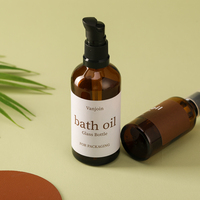 Flacon pompe en verre ambré rond pour tonique, huile florale, sérum visage et huile essentielle – 50/100 ml – Bouteille vide pour cosmétiques