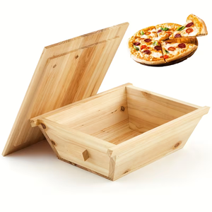 Boîte à pâte à <span class=keywords><strong>pizza</strong></span> en bois naturel, 1 ensemble avec couvercle et poignée - Product Image 6