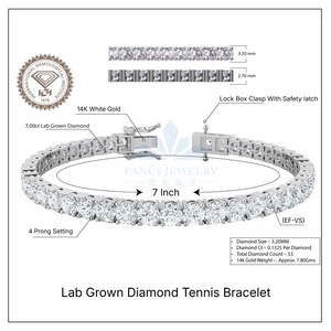 Bracelet tennis en diamant de laboratoire certifié IGI, or massif 10 carats, chaîne tennis en diamant de laboratoire 14 carats 3 mm - Product Image 2