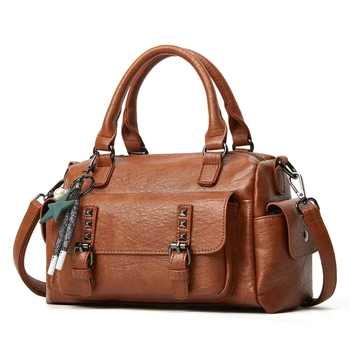 2022 Popular Fall Winter Handbag Rectangle Pu Leather Boston Bag Ladies Big Size Multi-pocket Design Crossbody Bag Shoulder Bag