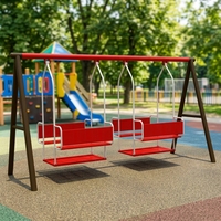 Balançoire d'extérieur en métal avec double siège pour aire de jeux, équipement de balançoire pour parc et école maternelle