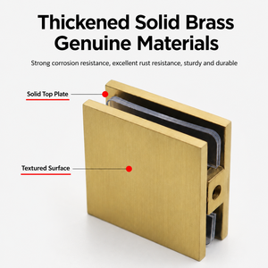 Solid Brass 0 Degree Glass <b>Clamp</b> Square Shower Door Fixed <b>Clip</b> for 8-12mm Tempered Glass Partition - Product Image 3