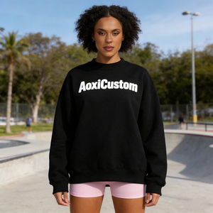 Puff Print Custom Logo 100% Cotton Mock Neck Streetwear Embroidered <strong>Jumper</strong> Fleece Oversized Pullover Women Mockneck Sweatshirt - Product Image 3