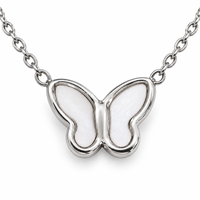 Collier en acier inoxydable 304 plaqué or 18 carats avec papillon en nacre pour marques de boutiques