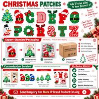 Patch brodé en gros pour Noël : Lettres de l'alphabet, monogrammes, Père Noël, sapin, bonhomme de neige – à thermocoller ou à coudre