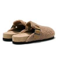 Sabots en sherpa chauds personnalisés avec logo d'usine, mules style Boston doublées polaire, antidérapantes avec bride à boucle, à bout fermé, mules d'hiver fourrées