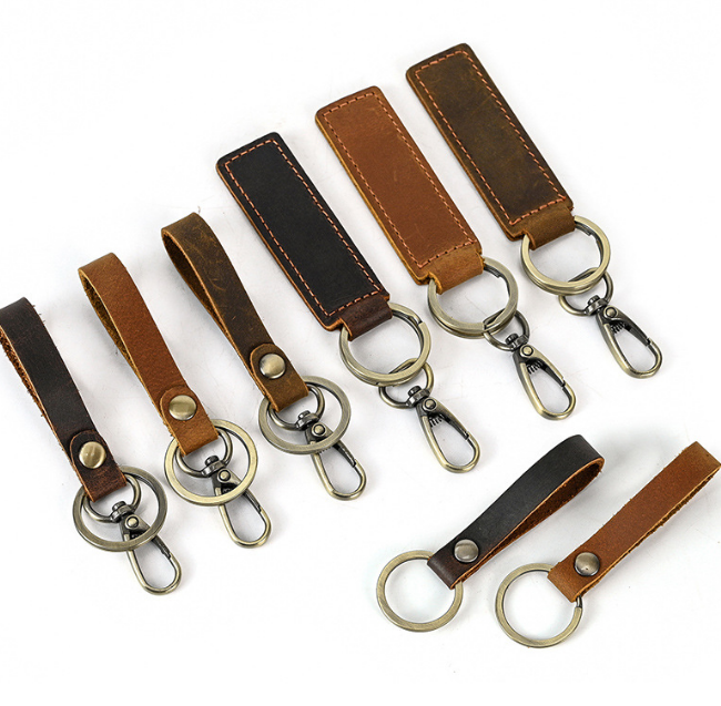 Genuine Leather Keychain Minimalist Leather Key