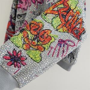 ES üretici özel Streetwear boy ağır Distressing DTG yıkanmış Rhinestone % 100% pamuk Zip-Up Boxy erkek Hoodie - Product Image 3