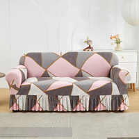 Housse de canapé tout compris à motif géométrique imprimé quatre saisons Housse de canapé élastique à couverture complète Style jupe anti-poussière Produit transfrontalier