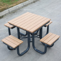 Mobilier d'extérieur commercial table de pique-nique en bois robuste avec siège restaurant extérieur parc table à manger et ensemble de chaises
