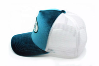 Chapeau de camionneur en velours personnalisé, 5 panneaux avec Logo, brodé en maille, bon marché, vente en gros