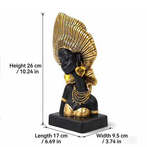 Sculpture de <span class=keywords><strong>buste</strong></span> de <span class=keywords><strong>femme</strong></span> africaine en résine, décoration moderne pour la maison, ornement de table pour le salon - Product Image 6