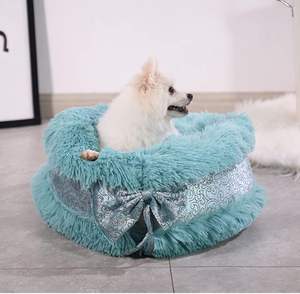 Lit écologique de 50cm <span class=keywords><strong>pour</strong></span> chats chiots coussin chaud d'hiver <span class=keywords><strong>pour</strong></span> chien solide en peluche herbe vert lavable beignet câlin panier <span class=keywords><strong>pour</strong></span> animaux de compagnie nœud papillon - Product Image 3