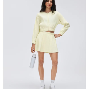 Veste de sport respirante à séchage rapide pour le tennis et le golf, manches longues, fine, zippée, pour femmes, ensembles de jupes de tennis fitness - Product Image 6