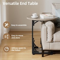 Table d'appoint pliante d'angle avec cadre métallique en forme de C, support TV, idéale pour canapé, salon, chevet, café, bureau, tables de loisirs Z-40