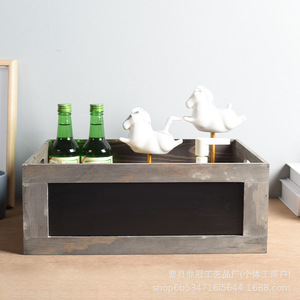 Caja de almacenamiento de madera de estilo nórdico con pizarra y asa rectangular para organización del hogar, contenedores decorativos - Product Image 1