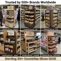 Présentoir de charcuterie en bois en gros, support de sol pour saucisses, salamis, saucissons, présentoir de produits de charcuterie sous vide avec crochets inclinés