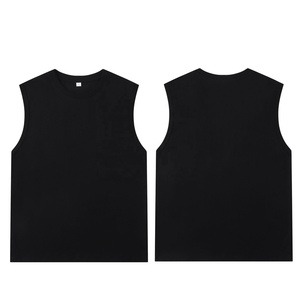 <span class=keywords><strong>Camiseta</strong></span> sin Mangas Personalizada con Logotipo, 180 g/m², 100 % Algodón, Transpirable, <span class=keywords><strong>Negra</strong></span>, Lisa, Cuello Redondo, para Correr, al Aire Libre, Informal, para <span class=keywords><strong>Hombre</strong></span> - Product Image 2