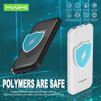 Maimi Vente en gros Batterie externe portable ultra fine 10000mah pour téléphone pas cher OEM Logo personnalisé Batterie USB lithium pour l'extérieur Powerbank