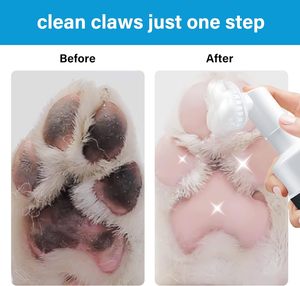 2024 Haustier-Fußreinigungsschaum Haustier-Pfotenreiniger kein Waschen wasserloser Hundespotenreiniger mit Silikonbürste - Product Image 4