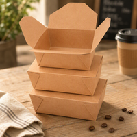 Boîte alimentaire en papier kraft écologique, boîte à lunch, conteneur jetable à emporter pour restaurant, emballage alimentaire, assiettes et bols en papier