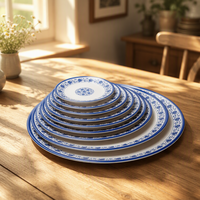 Nouvelle conception, ensemble de vaisselle de restaurant commercial à motif d'orchidée, vaisselle en mélamine, ensemble de vaisselle