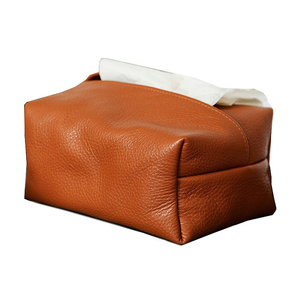 Top Grade Genuine Leather Tissue Box Holder Rectangle Napkin Paper Case for Home Bathroom Dresser Offices Car Tissue Cover