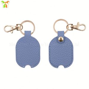Pu Leather Embossed Durable Oval Protector Loop Replacement Key Sleeve Keychain <b>Bag</b> Car Pendant - Product Image 5