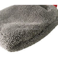 Gant de nettoyage gris-rouge anti-rayures et sans peluches, en microfibre super peluche à poils longs, pour lavage de voiture, detailing automobile et polissage de jantes