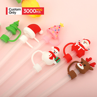 MOQ 3000 pièces – Embouts de paille en silicone personnalisés, sans BPA, écologiques, certifiés CE, breloques 3D, accessoires de bar à thème dessin animé