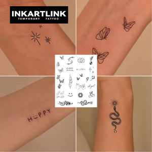 <span class=keywords><strong>Tatuaje</strong></span> Temporal Personalizado con Letras de Hierbas 'HAPPY', Resistente al Agua, de Larga Duración (15 Días), Arte Corporal Semipermanente para Muñeca, Brazo, Mujeres y Hombres - Product Image 1