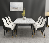 Ensemble de table à manger rectangulaire moderne, meubles de luxe en marbre, meubles de maison, petite table à manger en verre, ensemble de 4 chaises, 10 pièces
